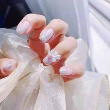 50Pcs DIY Nail Decoration Aurora Color 3D Bow Charms Accessories Nail Art Charms Manicure Ornaments F