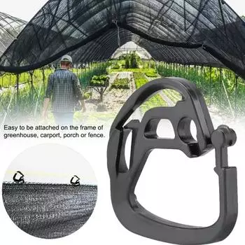 50pcs Greenhouse External Shading System Hook, Black Alloy Plastic Shading Net Hook, Curtain Line Hook 50pcs