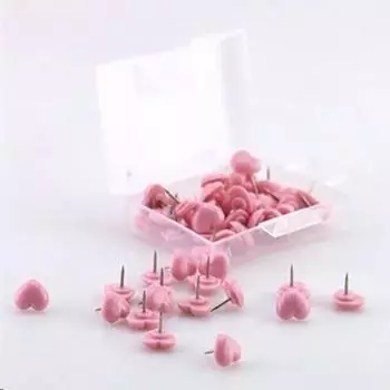 50pcs Heart shape Plastic Push Pins Plastic PP Metal Push Pins Decorative Studs School Stationery 50pcs pink