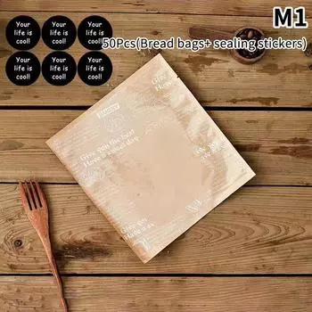 50Pcs Kraft Paper With Window Bread Packaging Bags Oil-Proof Breakfast Cookie Breat Supplies Party Food Toast Clear Celebrate