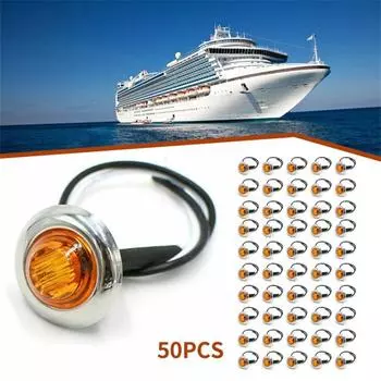 50pcs LED Round Side Marker Lights 3/4 Round Trailer Chrome Side Marker Lights 12V For Car Trucks Boat Signal Lamps Waterproof