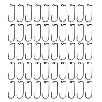 50Pcs Long Shank Carbon Steel Hook V Bend Fishing Barbarian Jig Hook Fishing Aberdeen Jig Hook 90 Degree Jig Hook Set 4