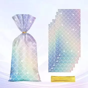 50 шт. сумок-подарков в виде русалки с завязками-перекрутками, подарочные пакеты для вечеринки в виде русалки, маленькие сумочки для конфет в виде русалки для девочек на день рождения