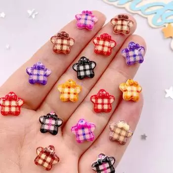 50Pcs Mix 11mm Cute Grid Bowknot Flower Nail Art Flat back Rhinestone Scrapbook DIY Valentine s Day Appliques Crafts Accessories