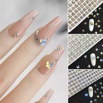 50Pcs Nail Artificial Crystal Exquisite DIY Lightweight Butterfly Shaped Nail Art Accessories for Women 3