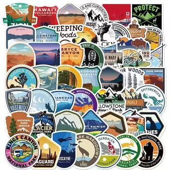 50pcs National Park Landscape Stickers Laptop Bicycle Guitar Skateboard Sticker DIY Graffiti Waterproof Decals