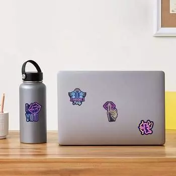 50Pcs Neon Light Stickers Waterproof Laptop Skateboard Luggage Guitar Stickers