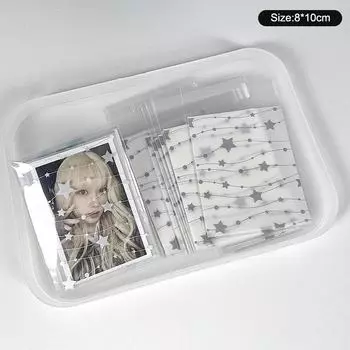 50Pcs/Pack Bowknot Stars Photocard Sleeves Self Adhesive Bag Card Cover Idol Photo Protector Gift Jewelry Packaging Bag