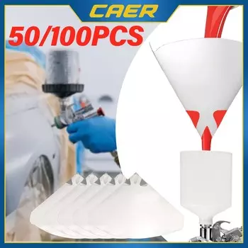 50 шт. фильтровальной бумаги для краски 100 микрон одноразовый фильтр с нейлоновой сеткой конусная фильтрующая воронка для окрасочного пистолета автомобиля