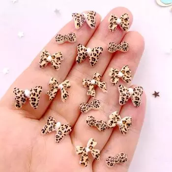 50 шт. смоляных милых леопардовых различных бантов с рождественским нейл-артом с плоской задней частью, стразами, скрапбукингом, аппликацией, декором, ювелирными аксессуарами