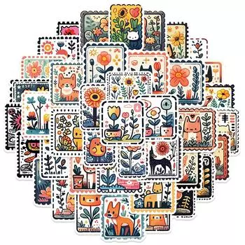 50Pcs/Set Mixed Cute Animal Stamp Decals Luggage Laptop Motorcycle Phone Waterproof Sticker