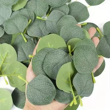 50PCS Simulated Plant Eucalyptus Vine Leaves DIY Flower Arrangement with Leaf Flower Wall Accessories белый