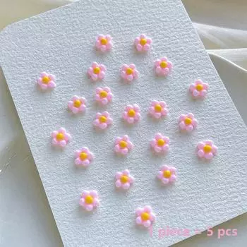50Pcs Small Flower Nail Art Charms 3D Resin 5Petal Nail Decorations Kawaii Accessories Manicure Diy