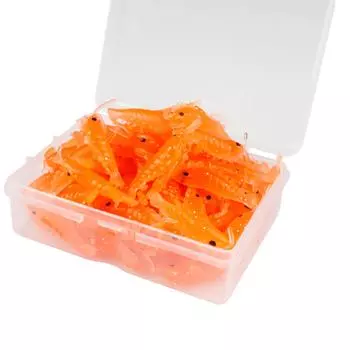 50PCS Soft Fishing Lures Artificial Shrimp Fishing Lures Swimbait Topwater Floating Lures Baits for Outdoor Fishing оранжевый