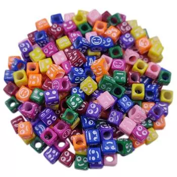 50 шт. квадратное отверстие улыбающийся блок эмодзи лицо свободные бусины для изготовления ювелирных изделий своими руками ожерелье браслет кулон ремесла изящные ювелирные изделия ручной работы материал 6mm 50Pcs