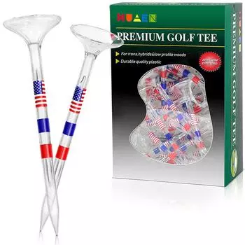 50Pcs Stable Golf Tees Reduce Friction and Side Spin Transparent Plastic Golf Tees Reusable Anti-Slip for Golf Activities красный