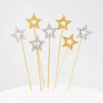 50Pcs Star Disposable Bamboo Skewers Food Cocktail Picks Buffet Fruit Fork Sticks Christmas Party Birthday Wedding Decor Supply золотой