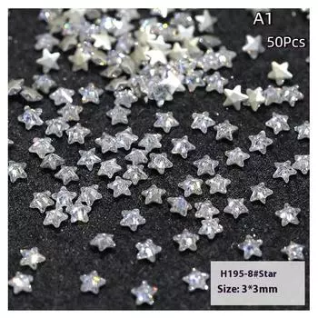 50Pcs Star Flat Bottomed Zircon Nail Diy Manicure Decoration Accessories Nail Charm