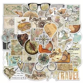 50Pcs Travel The Map Stickers Children s Diy Computer Luggage Waterproof Decoration Student Stationery Decals