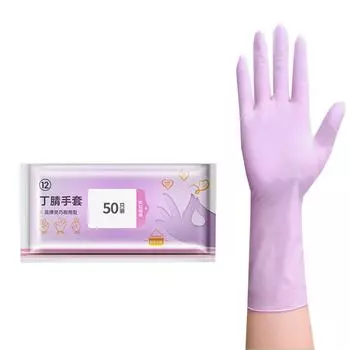 50Pcs Waterproof Disposable Nitrile Gloves 30cm Dishwashing Gloves Cleaning Gloves Washing L