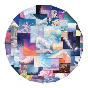 50Pcs Waterproof Landscape Oil Painting Stickers with INS Style for Luggage, Laptop, Notebook Decoration 50Pcs