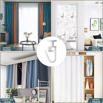 50Pcs White Plastic Curtain Track Pulley Lockable Folding Hooks for Smooth Quiet Operate Home Office Restaurant Hotel