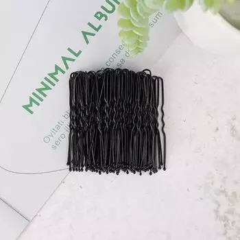 50Pcs Women 5cm Hair Waved U-Shaped Bobby Pin Barrette Salon Grip Clip Bridal Hairpins Black Metal Hair Accessories For Bun