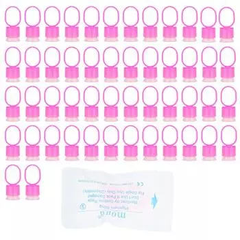 50Pcsset Disposable Tattoo Ink Ring Cups With Sponge Pigment Holder Permanent Makeup Red красный