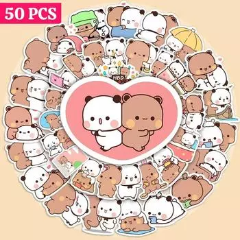 50sheets/set Bear Cartoon Bear and Panda Stickers Panda Bubu Dudu Stickers Skateboard 50sheets/set