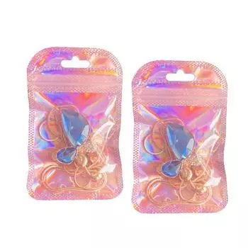 50шт 4 стиля лазерная упаковка сумка плоская косметичка голографические мини-сумки 5.5*15cm