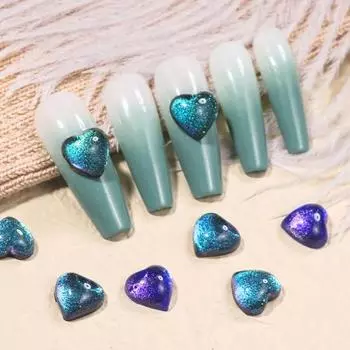 50шт аксессуары любовь плоский бриллиант ювелирные изделия кошачий глаз любовь изысканный антикоррозионный декор ногтей зелёный
