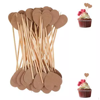50шт деревенский сердце кекс выбирает еду флаги торт канапе палочки свадебная вечеринка