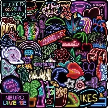 50шт INS Мультфильм Неон Свет Наклейки Смешные VSCO Девушка DIY Игрушка Гитара Мотоцикл Чемодан Наклейка Граффити Наклейка 50Pcs