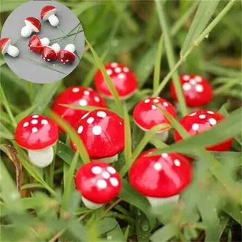 50шт Искусственный DIY Аксессуары Мини Красный Гриб декоративный забор в горшке Миниатюры Сказочный сад Мох Террариум Декор 2cm