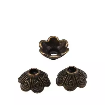 50шт колпачки для бусин, подвески, цвет античной бронзы, 9х9х4мм