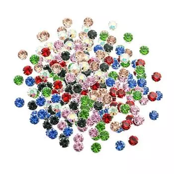 50шт квадратные бусины со стразами класса А пришивные для изготовления ювелирных изделий 8 мм 8mm разноцветный