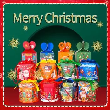 50шт Мультфильм Счастливого Рождества Угощение Коробки для конфет Печенье Выпечка Яблоко Бумажная коробка Печенье Подарочная упаковка Новый год Navidad