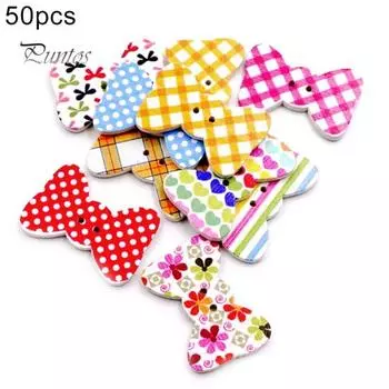 50шт окрашенный узел для галстука с принтом деревянные пуговицы украшения для скрапбукинга одежды разноцветный