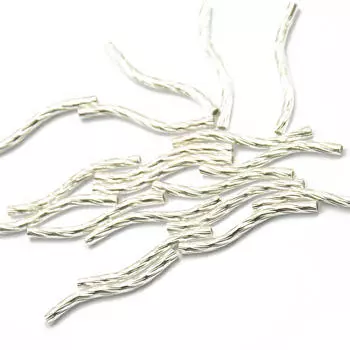 50шт серебристо-белые бусины с гравировкой и узором в виде лапши для изготовления ювелирных изделий