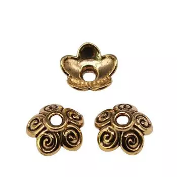 50шт шапочки для бусин аксессуары для подвески цвет античное золото 10х4мм