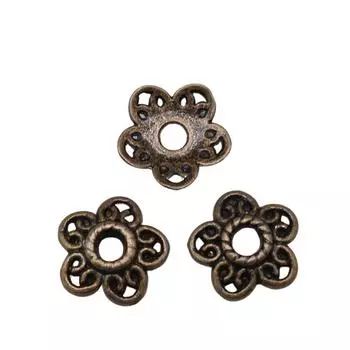 50шт. Шапочки для бусин, набор для изготовления ювелирных изделий, цвет античная бронза, 11х11х3мм