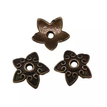 50шт шапочки для бусин, подвески для пар, цвет античной бронзы, 13х13х3мм