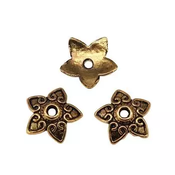 50шт шапочки с бусинами для телефона, цвет античное золото, 13х13х3мм