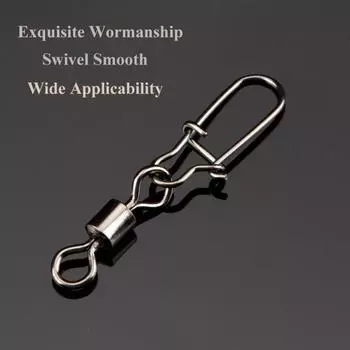 50шт стальной сплав рыболовные подшипники крючком Snap штифты прокатки поворотный разъем #6,50pcs/bag