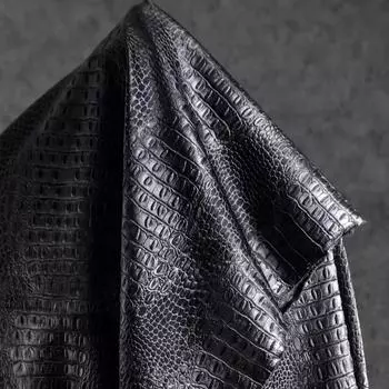 50x145 см ПУ дизайнерская ткань черный крокодиловый узор трехмерная текстура кожа кожаная ткань креативная кожаная сумка пальто 50x145cm чёрный