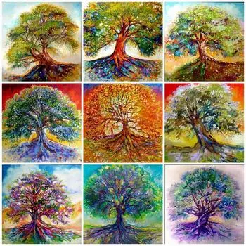 50X50CM 5D Алмазная картина Полное квадратное дерево Алмазная вышивка Распродажа Мозаика Стразы Искусство ручная работа Хобби Подарок Настенный декор Full Round 50x50CM красный