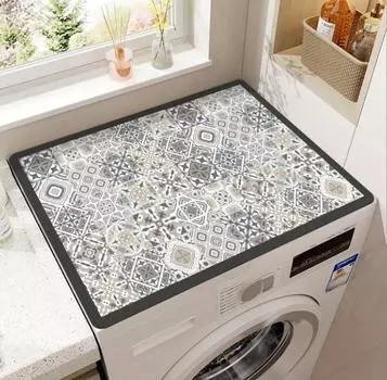 50X60 см винтажный клетчатый принтованный чехол для стиральной машины, быстросохнущий впитывающий защитный верхний коврик