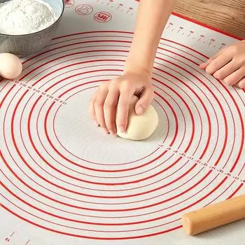 50x60cm Non-slip Silicone Pastry Kitchen Mat Extra Large Baking Mat Counter Dough Rolling Mat Oven Liner Fondant Pie Crust Mat красный