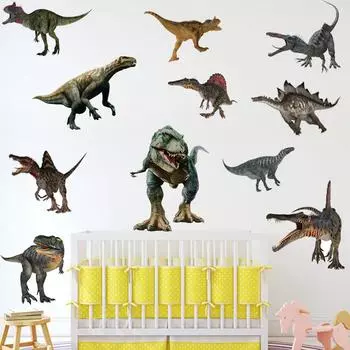 50x70 см динозавры Юрского периода животные наклейки на стену для детей игровые комнаты спальня украшения дома самоклеящиеся настенные художественные наклейки 25*70cmX2pcs разноцветный