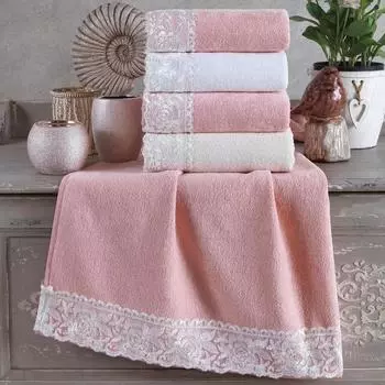 50x90 см | Гипюр Детальный | бархат | 100% хлопок | переходный | из 4 | Набор полотенец для рук